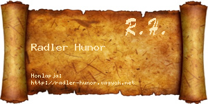 Radler Hunor névjegykártya